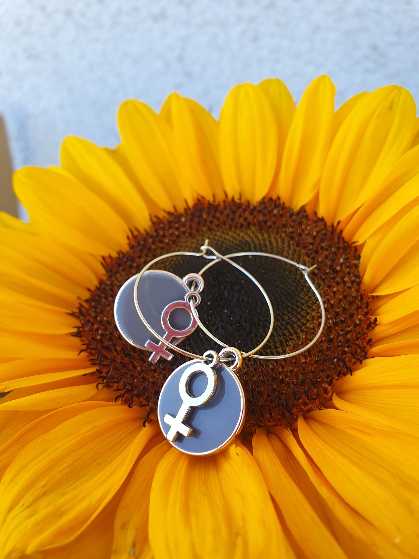 Feminist earrings round